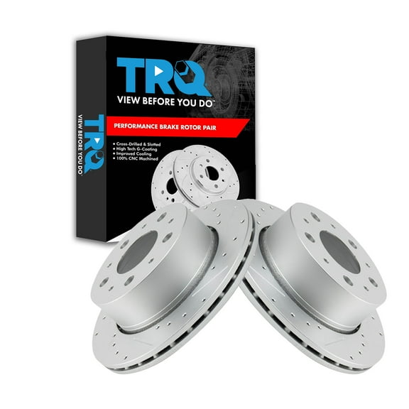 TRQ Rear Performance Brake Rotors Set Premium G-Coated Fits Select 2014-2021 Ram ProMaster 1500 ProMaster 2500 ProMaster 3500