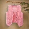 thumbnail image 4 of Joernso Women Denim Vest with Pockets Sleeveless Buton-down Loose Solid Color Cardigan V Neck Urban Style Waistcoat for Outdoor Travel Commuting, 4 of 8