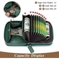 thumbnail image 2 of SCHLATUM Genuine Leather Rfid Blocking Card Holder, Accordion Zipper Wallet with 9 Card Slots, Coin Pocket for Women, Dark Green, 2 of 6