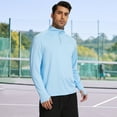 thumbnail image 6 of Zehisen Men's Running Shirt Long Sleeve Quarter Zip Pullover Moisture Wicking UPF 50+ UV Protection Quick Dry Athletic Workout Shirts Light Blue XL, 6 of 10
