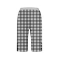 thumbnail image 4 of Makaor Womens Long Shorts with Pockets Button Mid Waist Straight Leg Long Short Elastic Waist Plaid Baggy Summer Outfits White M, 4 of 5