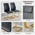 thumbnail image 5 of Sumdeal Modern Dining Chairs Set of 4 ,Metal Kitchen Chairs with PU Leather Padded Seat High Back ,4 Black Chairs with Golden Leg, 5 of 6