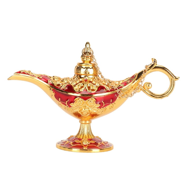 Aleación de Zinc Retro Árabe Lámpara Mesa Exquisita Leyenda Grabada Que Deseen Luz Apoyos Decoración Oro y Rojo