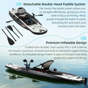 Bezliving Inflatable Kayak with Pedal System, 12ft Premium PVC Fishing Kayak, Lightweight & Portable with Aluminum Seat, Rudder System, and Accessories Included
