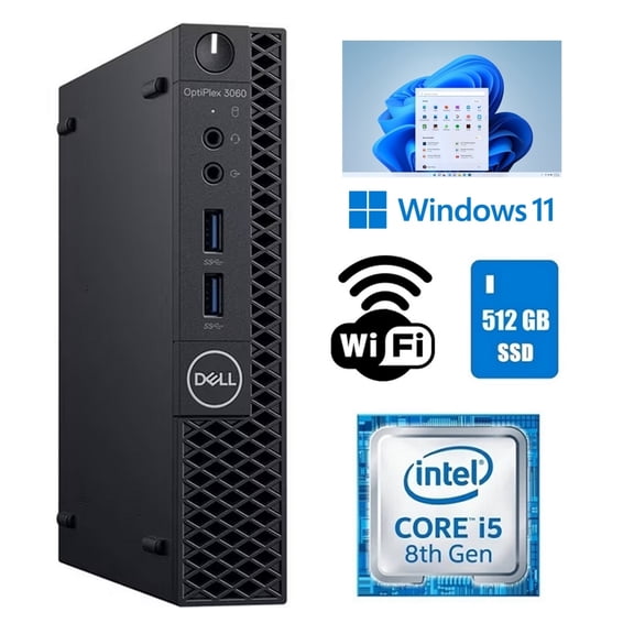 Restored Dell OptiPlex 3060 Micro Desktop Computer Hexa-Core i5-8500T 8th Gen 16GB RAM 512GB SSD Wi-Fi Windows 11 Pro