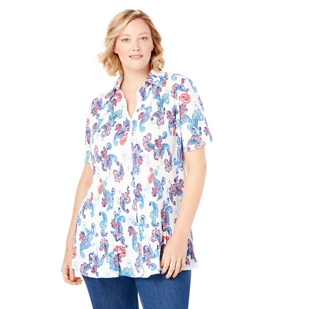Woman Within - Woman Within Women's Plus Size Blouse In Crinkle ...