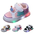 thumbnail image 4 of huajiao Toddler Girls Light Up Shoes Spring PU Leather Walking 𝗙lats 𝗧winkle Lightweight Casual Cute Running Sneakers, 4 of 9