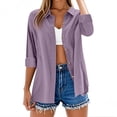 thumbnail image 4 of Classic Linen Cotton Shirt for Women Soft Button Down Top Everyday Essential Clear L, 4 of 9