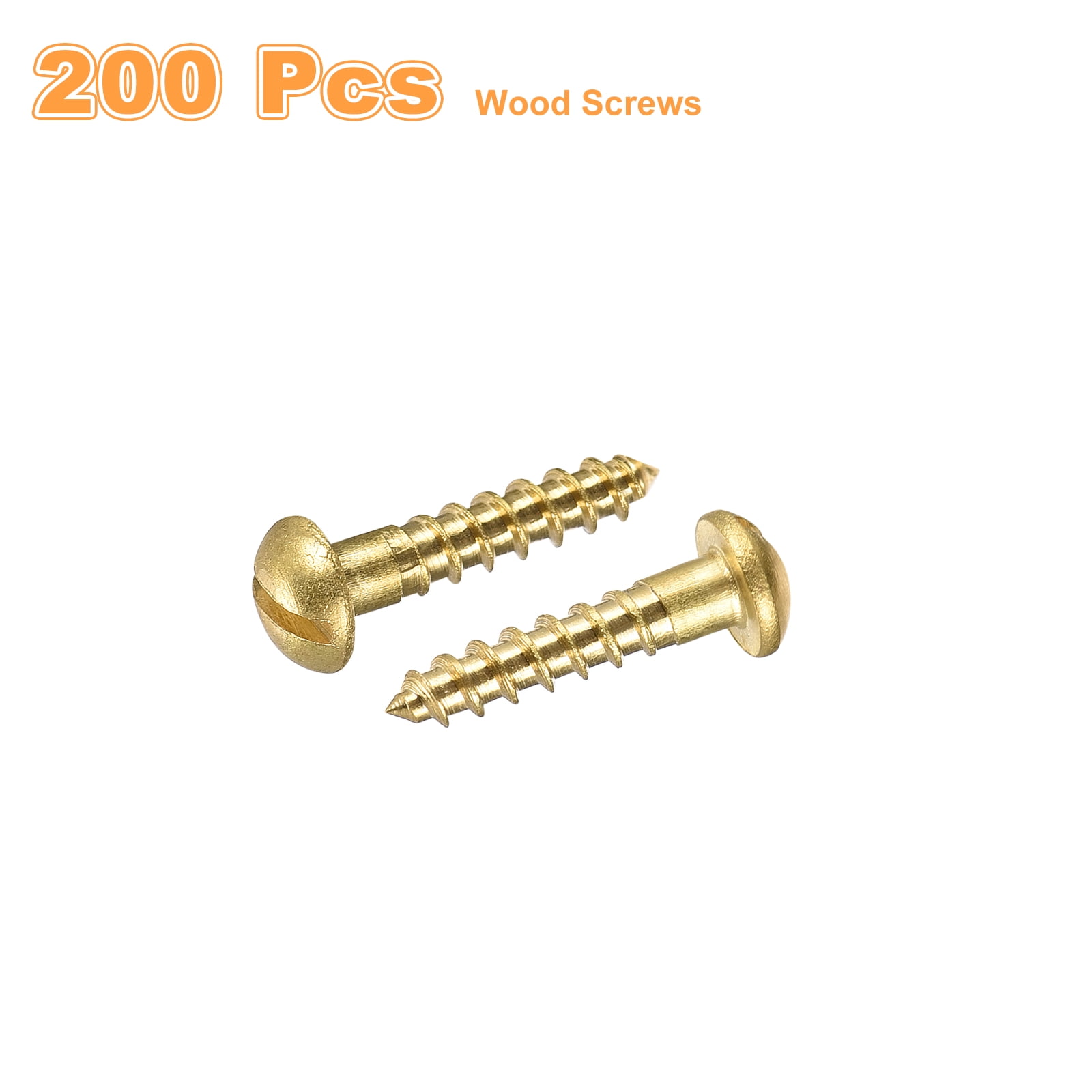 Wood Screws M2 x 10mm Slotted Round Head Copper Self-Tapping Screw 200 Pcs