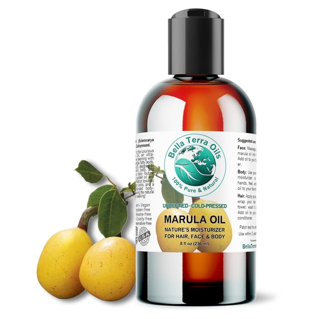 Aceite facial Bella Terra Oils, aceite de marula, 240 ml, prensado en frío