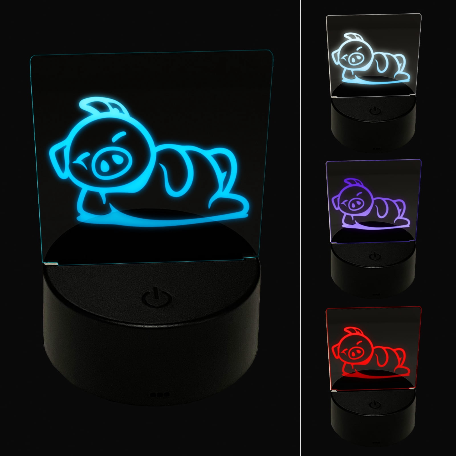 Lazy Fun Led Light Lazy Pig Lounging LED Night Light Sign 3D Illusion Desk Nightstand Lamp ...