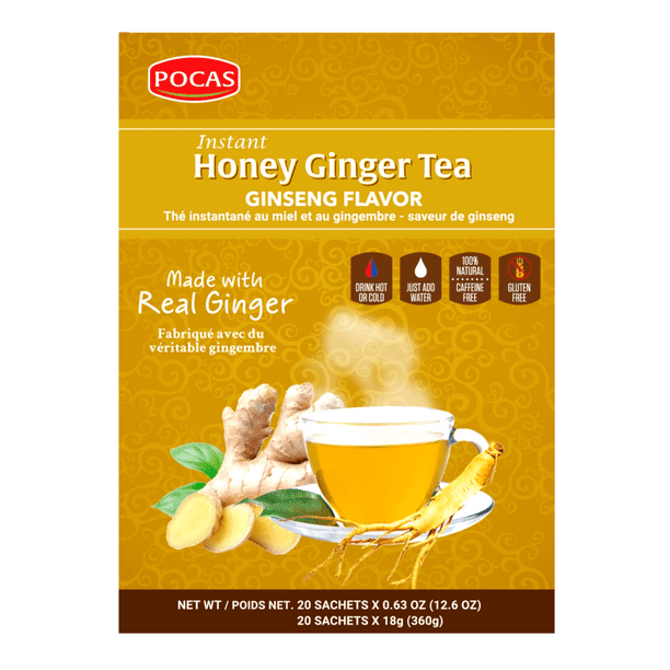 Pocas Instant Honey Ginger Tea Ginseng Flavor 20 Sachets 12.6 Oz (360 g)