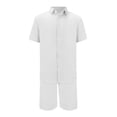 thumbnail image 4 of Uooqdmx Mens T-shirts Mens Shorts Summer Breathable Two Wrinkled Shirt Shorts Set Textured Beach Suit 2 Piece Sets for Men White M, 4 of 5