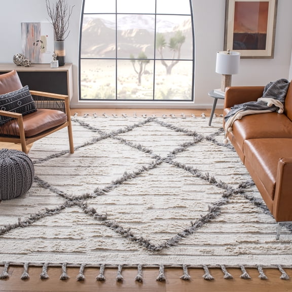 Safavieh Kenya Georgiana Geometric Wool Area Rug, Ivory/Gray, 8' x 10'