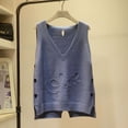 thumbnail image 3 of Baberdicy Sweater Vest Women's Solid Color Pullover V Neck Sweater Undershirt Lightweight Vest Blue, 3 of 3