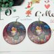 thumbnail image 3 of 2x1 Pair African Girl Earrings Wooden Round Tag Hippy Hook Tribe Ear Jewelry A------Product code 61326, 3 of 5