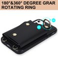 thumbnail image 4 of Crossbody Strap Wallet Case for iPhone 11 with Wrist Strap, 360° Rotating Ring Kickstand & Card Holder PU Leather Purse Magnetic Snap Zipper Case Cover for iPhone 11, Black, 4 of 9