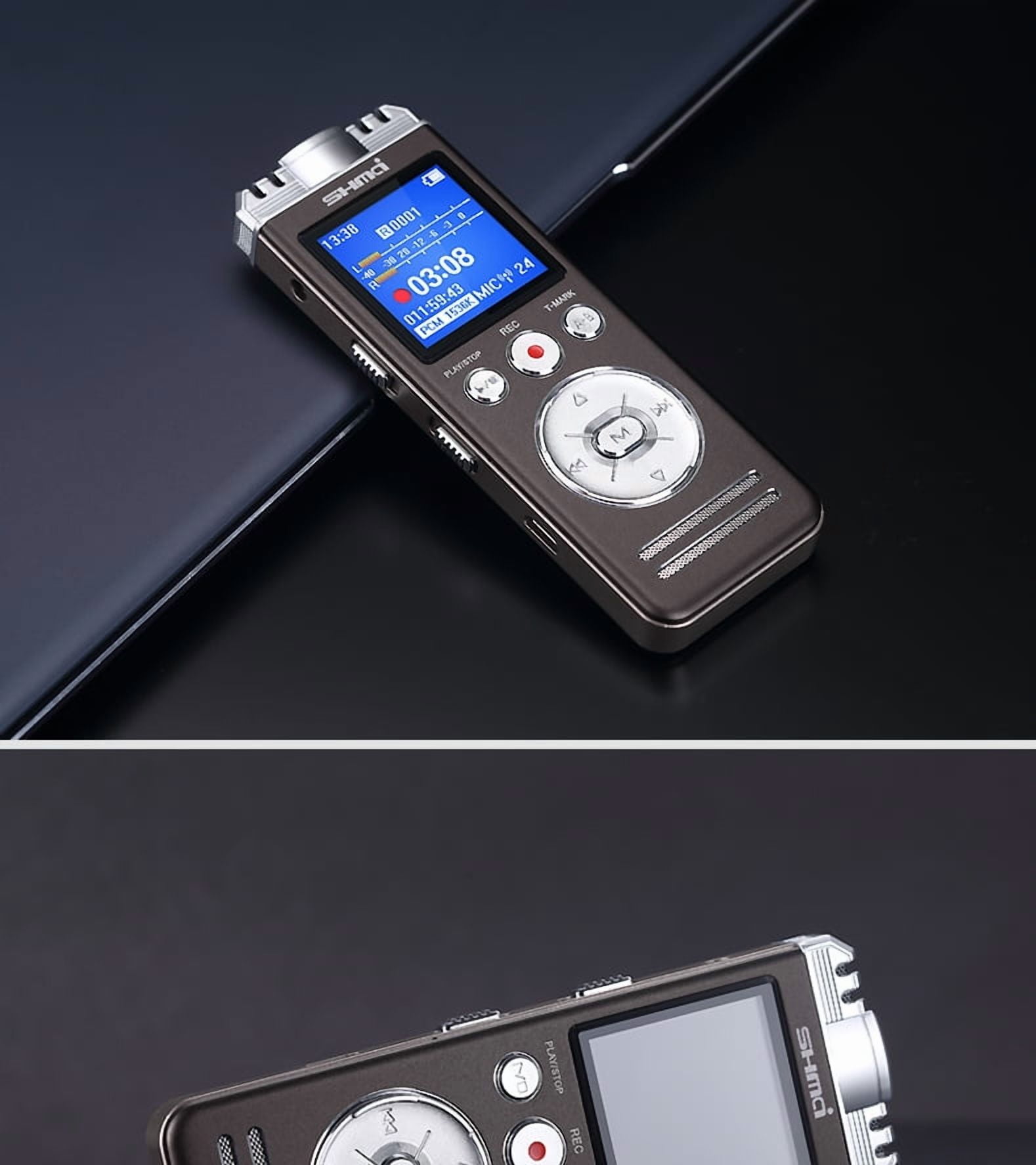Shmci D70 16GB Professional dual mic noise reduction PCM stereo phone Digital Voice Activate audio Recorder mini-Player Dictaphone