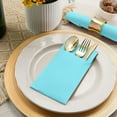thumbnail image 6 of BloominGoods Colored Paper Disposable Dinner Napkins with Flatware Pocket, Mint Blue 50-Pack, 6 of 9