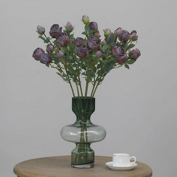 NAMZI 6pcs Artificial Rose Flowers Long Stem Fake Silk Roses for DIY Wedding Bouquet Table Centerpiece Home Decor (Dark purple)