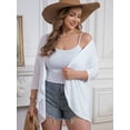 thumbnail image 3 of FlorCurve Plus Size Cardigans for Women 3/4 Sleeve Ruffle Cardigans Casual Lightweight Open Front Cover Up, White 3XL, 3 of 6