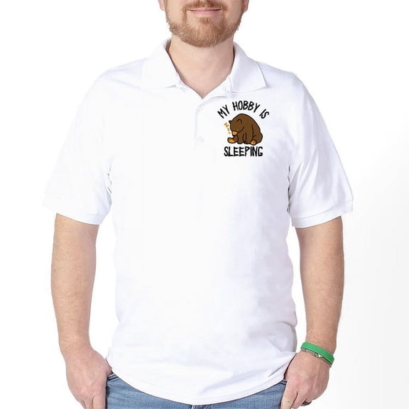 CafePress - My Hobby Is Sleeping Chill Grizzly Bear - Golf Shirt, Pique Knit Golf Polo