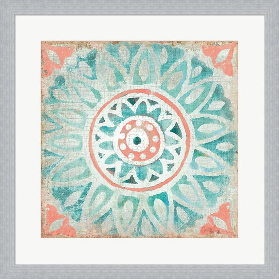 Great Art Now Ocean Tales Tile VII Coral by Pela Studio Framed Wall Art 20"W x 20"H