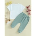 thumbnail image 4 of Jxzom My First Easter Baby Boy Outfit Bunny Letter Print Short Sleeve T-Shirt Bunny Pants 0 3 6 12 18 Months Summer Clothes Set, 4 of 8