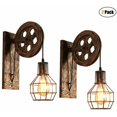 thumbnail image 1 of Juego de 2 lámparas de pared industriales, iluminación de pared vintage, lámpara de pared con polea, iluminación interior para bar, dormitorio, sala de estar, restaurante, cafetería, pasillo, 1 of 4