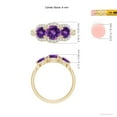 thumbnail image 5 of ANGARA Natural Floating Three Stone Amethyst Ring with Diamond Halo in 14K Yellow Gold for Women (Size-6mm) | February Birthstone, Anniversary, Jewelry Gift for Women | Natural Amethyst Ring, 5 of 9