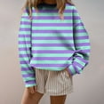 thumbnail image 2 of Otntypg Womens Casual Striped Sweatshirts Lightweight Fall Long Sleeve Basic Crewneck Pullover Tops Loose Basic Athletic Workout T-Shirts Sky Blue L, 2 of 5