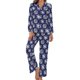 thumbnail image 1 of Pijama de copo de nieve azul con estampado navideño para mujer, ropa de dormir informal con cuello en V, Conjunto de pijama elegante de manga larga de diseño de 2 piezas, 1 of 4