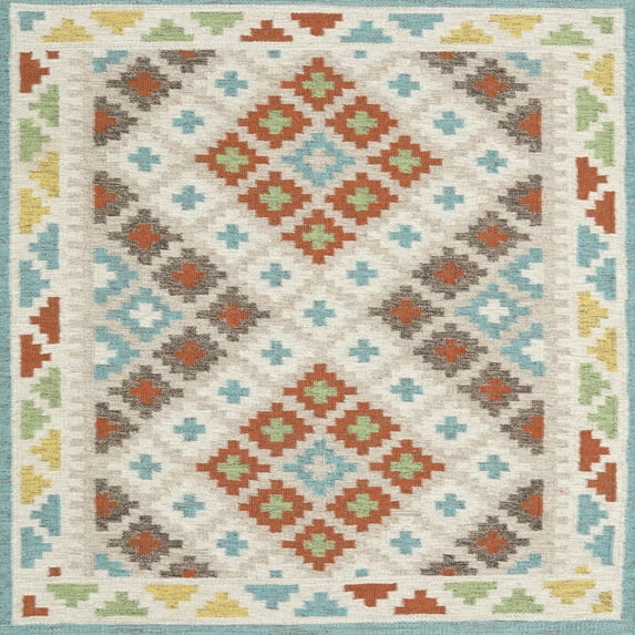 Ahgly Company Indoor Square Contemporary Camel Brown Southwestern Area Rugs, 5' Square