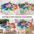 thumbnail image 7 of Colorful Rainbow Tie Dye Spiral Pattern Round Fitted Tablecloth with Elastic Edge,Dining Table Cover Waterproof,Outdoor Round Tablecloth for Camping,Dining,Indoor and Outdoor, 7 of 7