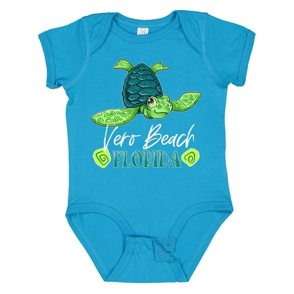 Inktastic Vero Beach, Florida Happy Sea Turtle Boys or Girls Baby Bodysuit