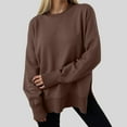 thumbnail image 4 of idosla Oversized Sweatshirt for Women Thumbhole Long Sleeve Hoodies Shirts 2025 Fall Side Slit Pullover Top Y2k Outfits (Brown, XL), 4 of 7