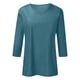 thumbnail image 3 of Top de manga tres cuartos con cuello en V para mujer, estilo casual y moderno, para el verano - Material de poliéster, ligero y transpirable - Para el día a día, actividades al aire libre y fiestas, 3 of 3