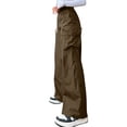 thumbnail image 4 of Domuza Cargo Pants for Women Casual Relaxed Fit Elastic Drawstring Wide Leg Pants 2026 Summer Fashion Hiking High Waist Trousers with Pockets Brown S, 4 of 4