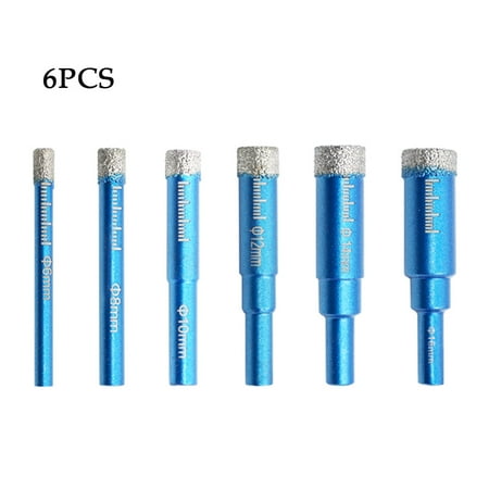 

6pcs Dry Diamond Drill Bit Brazed DIY Round Shank Ceramic For Granite Marble