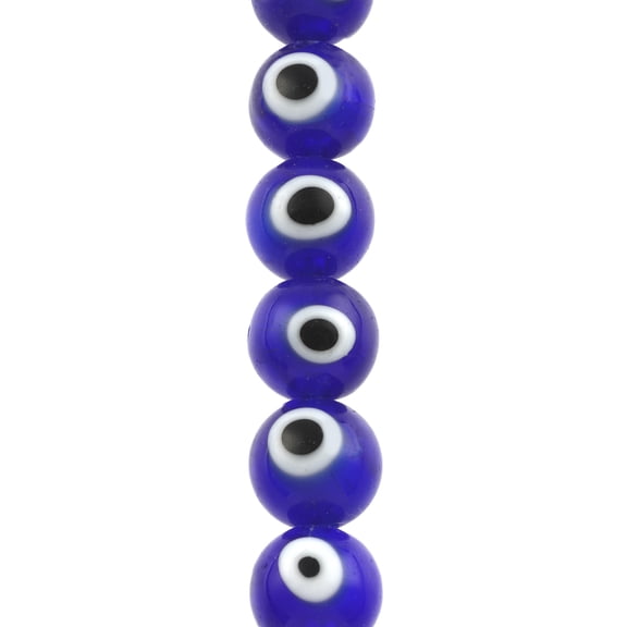 Bead Landing Blue Evil Eye Glass Round Beads, 12 Pack