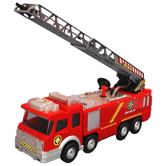 BESTSKY Fire Truck Toy for Toddlers 3-5, Pull Back Toy Car with Music and Flashing Lights, 1:38 Scale Sturdy Plastic Vehicle, Birthday Gift for Boys, Indoor Outdoor Play, Multicolor