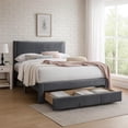 thumbnail image 6 of Daisy Full Bed w Drawer-Dark Gray Corduroy Upholstery-Foam Headboard, 6 of 7