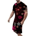 thumbnail image 2 of Lilgiuy Men Casual Christmas Round Neck T-Shirt 3D Print Short Sleeve Blouse And Pants Set 2022 Fall Winter, 2 of 5