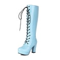 thumbnail image 6 of Metallic Knee High Combat Boots for Women Punk Gothic Leather Platform Chunky Heels Tall Riding Dress Boots, 6 of 7