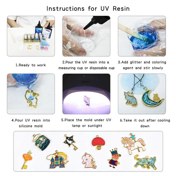 UV Resin Kit with Light, Crystal Clear UV Epoxy Resin Kit with UV Lamp, DIY  Resin
