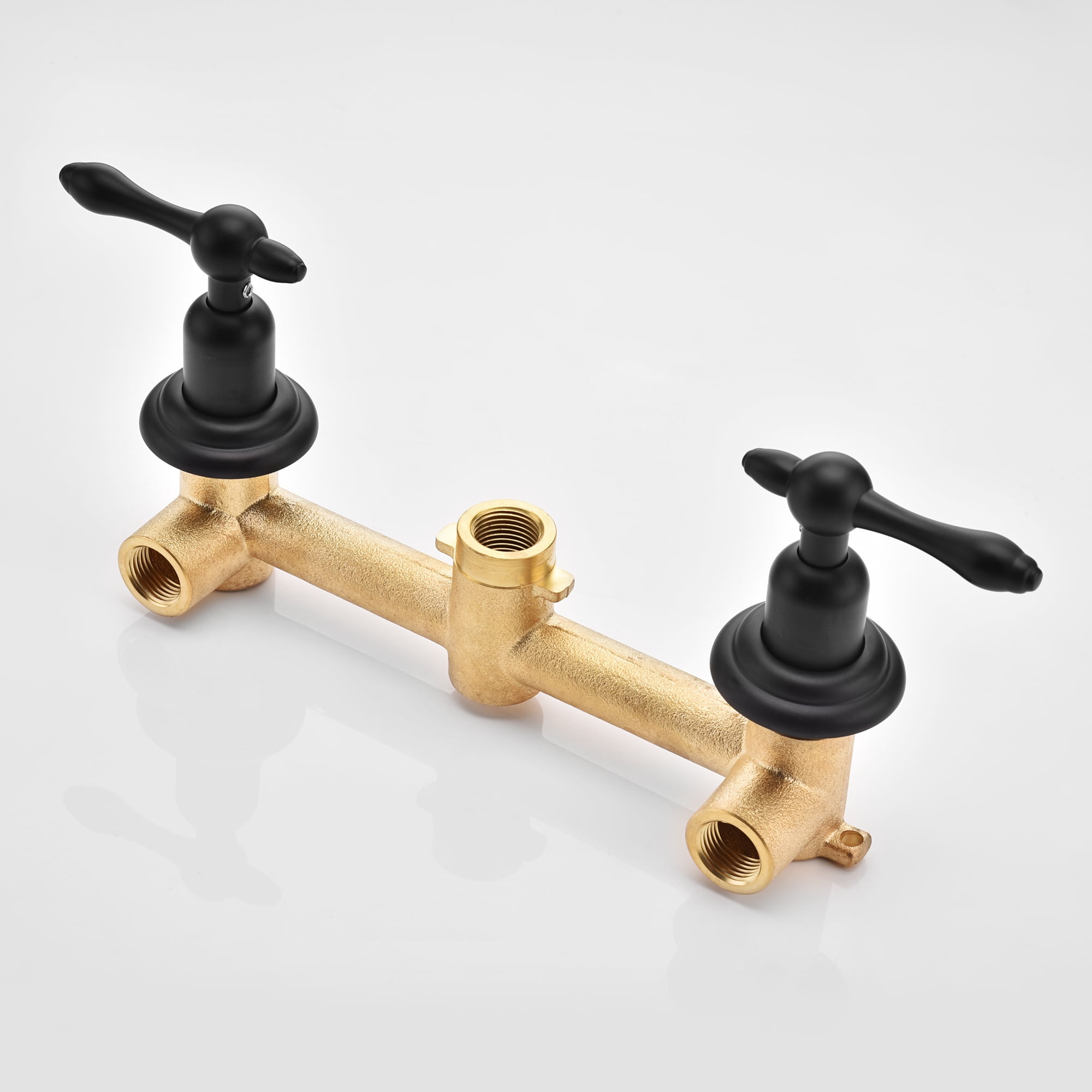 sumerain Black Tub Faucet Wall Mount Bathtub Filler Vintage Style 3 Holes 8 Inches Center