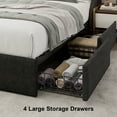 thumbnail image 4 of Honfach Full Bed Frame with 4 Storage Drawers, Upholstered Storage Bed with Charging Station, Wingback Storage Headboard, No Box Spring Needed, Dark Grey, 4 of 7