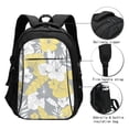 thumbnail image 3 of Light Yellow Grey Tropical Floral Laptop Backpack with USB Charging Headphone Port Casual Daypack Bag College Business Travel, 3 of 7