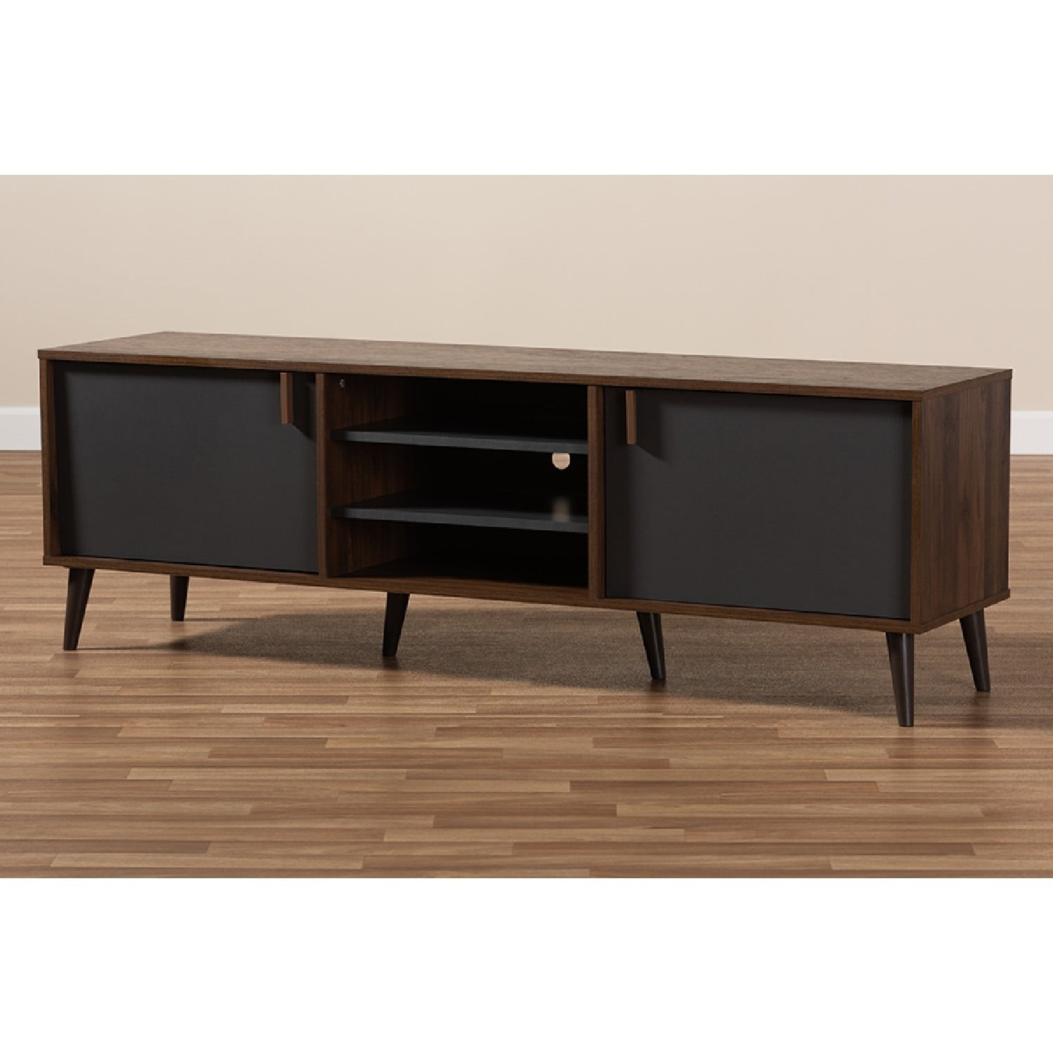 Baxton Studio Samuel Mid Century Modern Brown and Dark Grey