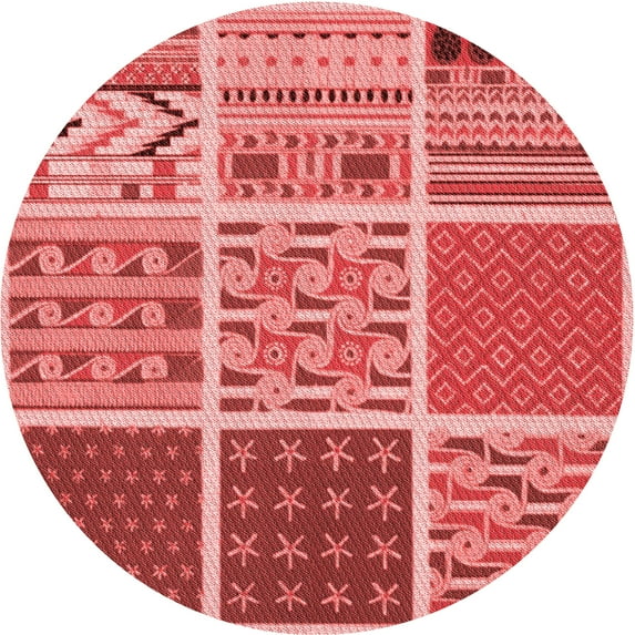 Ahgly Company Machine Washable Indoor Round Transitional Red Area Rugs, 3' Round